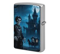 Dark Fairytale Skeleton Carriage Lighter Case Classic Pocket Lighter Cover Windproof Flip-Top Metal Lighters Sleeve Double-Sided Lighters Covers for Men Women