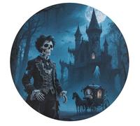 Dark Fairytale Skeleton Carriage Personalized Jigsaw Puzzles, 195Pcs Custom Wooden Jigsaw Puzzle Round Puzzle Gift Adult