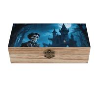 Dark Fairytale Skeleton Carriage Wooden Storage Box Wooden Keepsake Box with Hinged Lid Vintage Rustic Chest Wood Jewelry Boxes for Jewelry, Photos, Memorabilia, Home Decor And Craft Organization