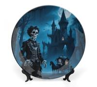 Dark Fairytale Skeleton Ceramic Decorative Plates Personalized Bone China Decorative Plates Dessert Plate Porcelain Decor Dinner for Home
