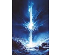 Dark fantasy art blue lightning blank lined notebook