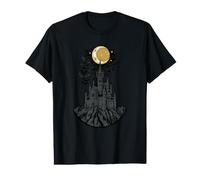 Dark Fantasy Art Mysterious Castle Moonlit Night Spooky Bats Value Graphic T-Shirt