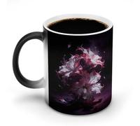 Dark Fantasy Contrast Floral Color Changing Mug Novelty Ceramic Mug Personality Coffee Cup Custom Magic Mugs Funny Morphing Mugs Heat Sensitive Color Changing Cup for Men & Women 11 Oz