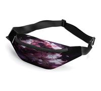 Dark Fantasy Contrast Floral Waist Bag,Durable Sling Bag with Adjustable Strap Crossbody Waist Bag,for Outdoors Workout Traveling Casual Running Hiking Cycling