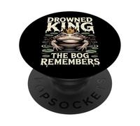 Dark Fantasy Frog King with Crown Swamp Bog Creature Design PopSockets Adhesive PopGrip