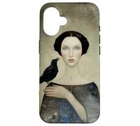 Dark Fantasy Gothic Art Portrait Surreal Woman with Raven Case for iPhone 16