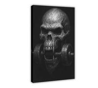 Dark Fantasy Gothic Skeleton Weightlifting Gym Art Poster Canvas Poster Wall Art Decor Print Picture Paintings for Living Room Bedroom Decoration 20x30inch(50x75cm)