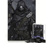Dark Fantasy Hooded Warrior Illustration Jigsaw Puzzle for Teenagers 1000 Pieces Cozy Fun Fine Thick Family Game Night Fun (38x26cm)