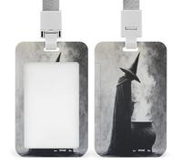 Dark Fantasy Old Witch Cauldron ID Badge Holder Retractable Clip Card Holder Card Protector Name Badge Name Tag for Work Office Doctor Nurse