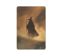 Dark Fantasy Old Witch in The Fog Tin Metal Signs Wall Art Decorations for Bar Pub Club Cafe Room Farmhouse White 30x20cm