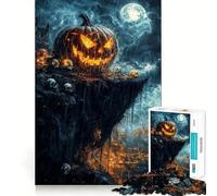 Dark Fantasy Pumpkin Skull 1000 Pieces Jigsaws Adults Puzzles Gifts Sharp Thinking Cozy Fun Fun Activity Game Night (38x26cm)