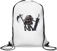 Dark Fantasy Warriors Embrace Gym Sack Casual Drawstring Bag White