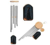 Dark Fantasy Witch Holding A Staff Wind Chimes Memorial Deep Tone Windchime with 6 Aluminum Tubes Outdoor Backyard Garden Decoration
