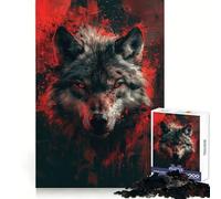 Dark Fantasy Wolf Puzzles for Adults 1000 Puzzles Cognitive Boost Thick Material Family Bond Christmas Surprise (50x75cm)