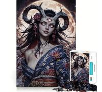 Dark Fantasy Woman Moon Jigsaw 1000 Pieces for Teenagers Logic Skill Precise Edge Family Bond Ideal Decor (38x26cm)