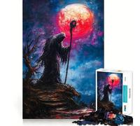 Dark Figure Under Blood Moon 1000 Pieces Jigsaws Adults Puzzles Gifts Creative Play Nice Thick Real Challenge Great Gift (38x52cm)