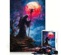 Dark Figure Under Blood Moon 1000 Pieces Jigsaws Adults Puzzles Gifts Creative Play Nice Thick Real Challenge Great Gift (38x52cm)