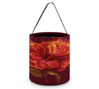 Dark Flame Hibiscus Flower Halloween Candy Buckets Gift Bags Tote Buckets with Handle for Party Supplies