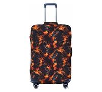 Dark Flame Lion Print Travel Luggage Covers, Washable Suitcase Covers Protector for Luggage 18-32 Inch High Elasticity, Black, X-Large