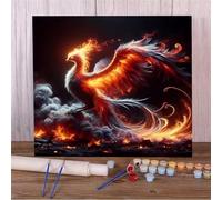 Dark Flame Phoenix Paint by Number for Adults,Frameless DIY Oil Painting Kits on Canvas with Paint Brushes and Acrylic Pigment Art Painting for Home Decor Gift 55x70 cm