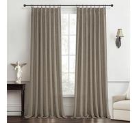 Dark Flax Pinch Pleated Curtains 92 Inches Long 2 Panels Set for Sliding Glass Doors, Farmhouse Memory Trained Viral Linen Blend Semi Sheer Living Room Light Filtering Drapes 90-92 Inch Window Curtain
