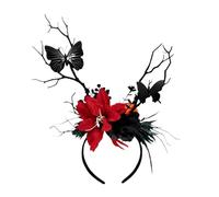 Dark Floral Hair Accent Halloween Branch Headband Butterfly, A