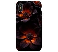 Dark Floral Moody Botanical Black Orange Flower Case for iPhone X/XS
