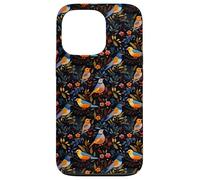 Dark Floral Songbird Pattern Bird Enthusiasts & Birdwatchers Case for iPhone 13 Pro