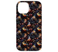 Dark Floral Songbird Pattern Bird Enthusiasts & Birdwatchers Case for iPhone 14