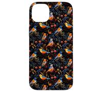 Dark Floral Songbird Pattern Bird Enthusiasts & Birdwatchers Case for iPhone 14 Plus