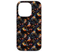 Dark Floral Songbird Pattern Bird Enthusiasts & Birdwatchers Case for iPhone 14 Pro
