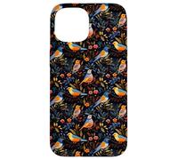 Dark Floral Songbird Pattern Bird Enthusiasts & Birdwatchers Case for iPhone 15