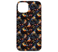 Dark Floral Songbird Pattern Bird Enthusiasts & Birdwatchers Case for iPhone 15 Plus