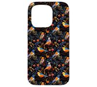 Dark Floral Songbird Pattern Bird Enthusiasts & Birdwatchers Case for iPhone 15 Pro