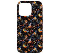 Dark Floral Songbird Pattern Bird Enthusiasts & Birdwatchers Case for iPhone 15 Pro Max