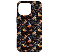 Dark Floral Songbird Pattern Bird Enthusiasts & Birdwatchers Case for iPhone 16 Pro
