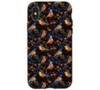 Dark Floral Songbird Pattern Bird Enthusiasts & Birdwatchers Case for iPhone X/XS