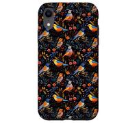 Dark Floral Songbird Pattern Bird Enthusiasts & Birdwatchers Case for iPhone XR