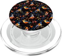 Dark Floral Songbird Pattern Bird Enthusiasts & Birdwatchers PopSockets PopGrip for MagSafe