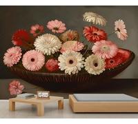 Dark Floral Wallpaper Gerbera Daisy Flowers Wallpaper for Living Room Geranium Wall Murals for Bedroom Decor Mural Kids Room Poster 232X158cm