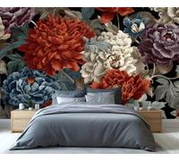 Dark Floral Wallpaper Peony Flower Wallpaper Vintage Murals for Walls for Bedrooms Living Room Sofa TV Background Large Painting Poster 100 X 70 cm