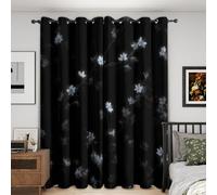 Dark Flower Curtains Blackout, 46x72 Inch 2 Panels - Modern Minimalism Floral Pattern Black Out Curtains, Home Decor, 72 Drop Eyelet Window Drapes for Bedroom, Living Room KA254