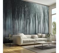 Dark Foggy Forest Wallpaper - Misty Jungle Rainforest Trees Nature Landscape Wall Mural - Wall Murals for Living Room Bedroom - Photo Wallpaper & Home Decor Art - 274 x 254 cm A151