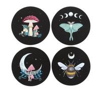 Dark Forest Coaster Set - Mushroom, Luna Moth & Bumblebee Designs