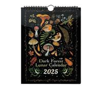 Dark Forest Lunar Calendar 2025 | Colorful Waterink Wall Calendars, Animals Calendars Art Monthly Moon Calendar Wheel, 2025 Calendar with 12 Original Illustrations for Home Office (B)