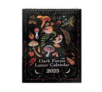 Dark Forest Lunar Calendar 2025, Wall Calendar 2025 with 12 Month, Colorful Office Moon Phase Calendar 2025, Black Animals Calendar 2025 Gifts for Man Woman Home Birthday (A)