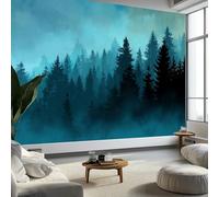 Dark Forest Trees Mural Wallpaper 300 x 210 cm, Wall Decoration Paper Poster Bohemian Digital Art Style for Teen Kids Bedroom Playroom Home Decoration Wallpaper