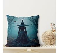 Dark Forest Witch Throw Pillow Covers 18x18 inch,Gothic Art Super Soft Square Pillowcase,Halloween Cottagecore Decor,Vintage Autumn Cushion Cover for Couch Living Room Sofa Bedroom