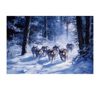 Dark Forest Wolves Placemats, Set of 6 Table Mats for Dining Tables, 12×18 Inches Anti-Skid Heat Resistant Kitchen Table Place Mats