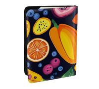 Dark Fruit with Seeds Printed Passport Holder,Travel Pu Leather Passport Cover Case Organiser for Men Women,6.5 Inch